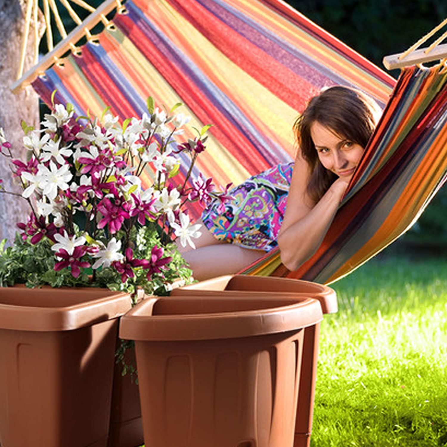 VASO ANGOLARE VICTORIA CON SELF WATERER PIATTINO TERRACOTTA 40 X 54 X 45 CM