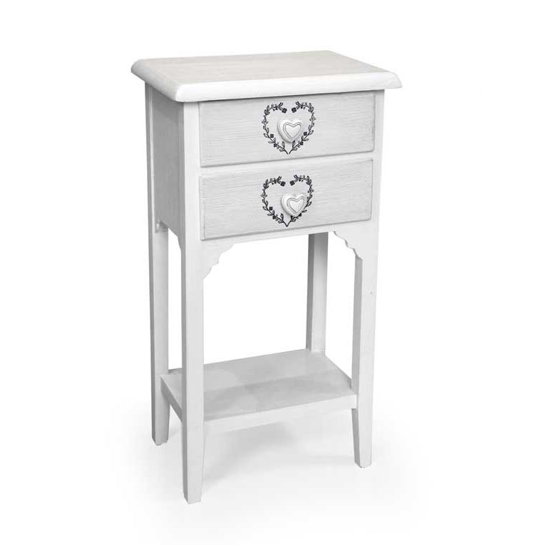 VINCY CASSETTIERA CON DECORO CUORE A 2 CASSETTI E RIPIANO INFERIORE 37X27XH69 CM