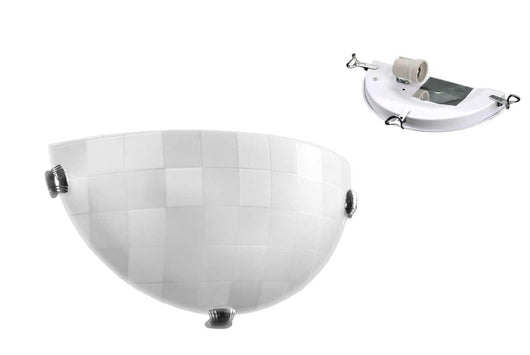 PLAFONIERA APPLIQUE DA 30CM CON DESIGN A QUADRI IN COLORE BIANCO