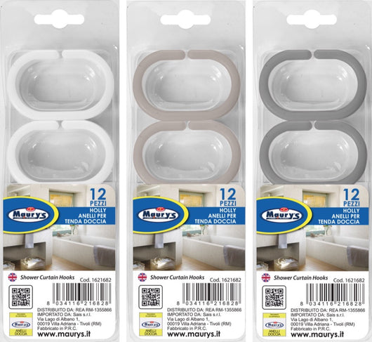 MAURY'S ANELLI DI RICAMBIO PER TENDA DOCCIA HOLLY 16PZ