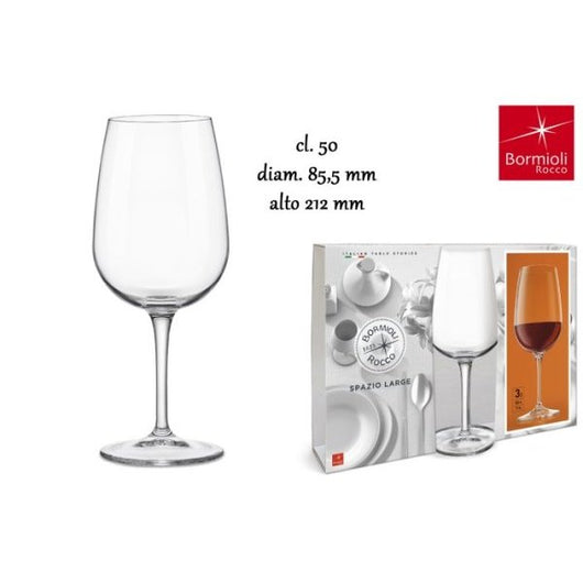 BORMIOLI 3 CALICI LARGE SPAZIO IN VETRO PER VINO ROSSO DA 50 CL