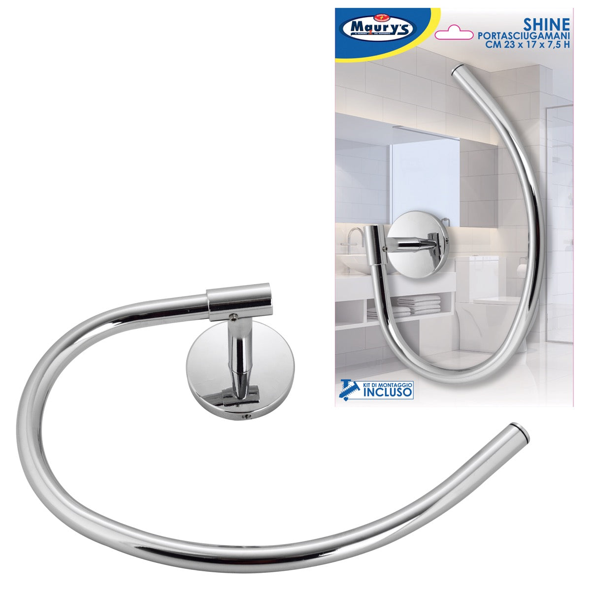 MAURY'S SHINE PORTA ASCIUGAMANI BAGNO CROMATO 23 X 17 X 7,5 CM