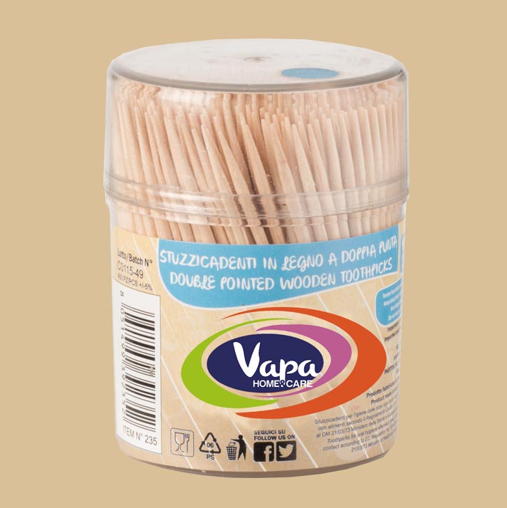STUZZICADENTI BASTONCINI DOPPIA PUNTA IN LEGNO NATURALE PER ALIMENTI 400PZ