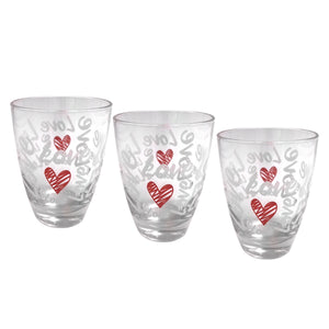 MAURY'S SET 3 BICCHIERI CORAZON PER ACQUA FANTASIA CUORI