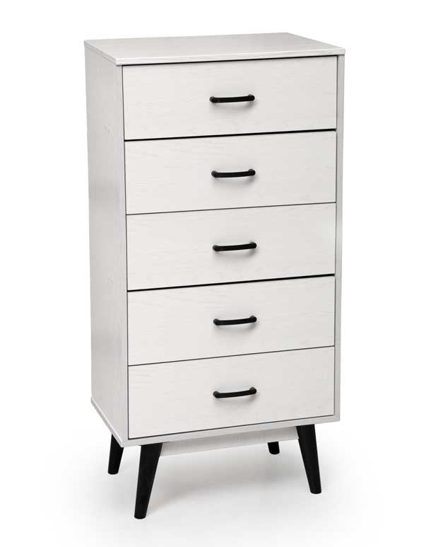 ARES CASSETTIERA IN LEGNO TRUCIOLARE CON 5 CASSETTI 60 X 40 XH118CM BIANCO