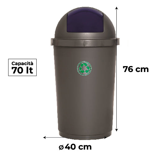 PATTUMIERA BASCULANTE PER RACCOLTA DIFFERENZIATA 70LT RICICLO MISTO