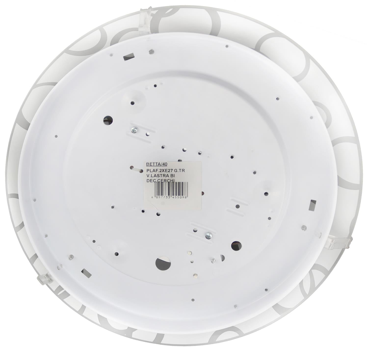 BETTA LAMPADA PLAFONIERA 2 LAMPADINE E27 40 CM CERCHI