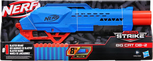 NERF ALPHA STRIKE BIG CAT SABBIATURA DOPPIA CANNA SPARA 2 FRECCETTE DI FILA CON 8 FRECCETTE 8+ ANNI