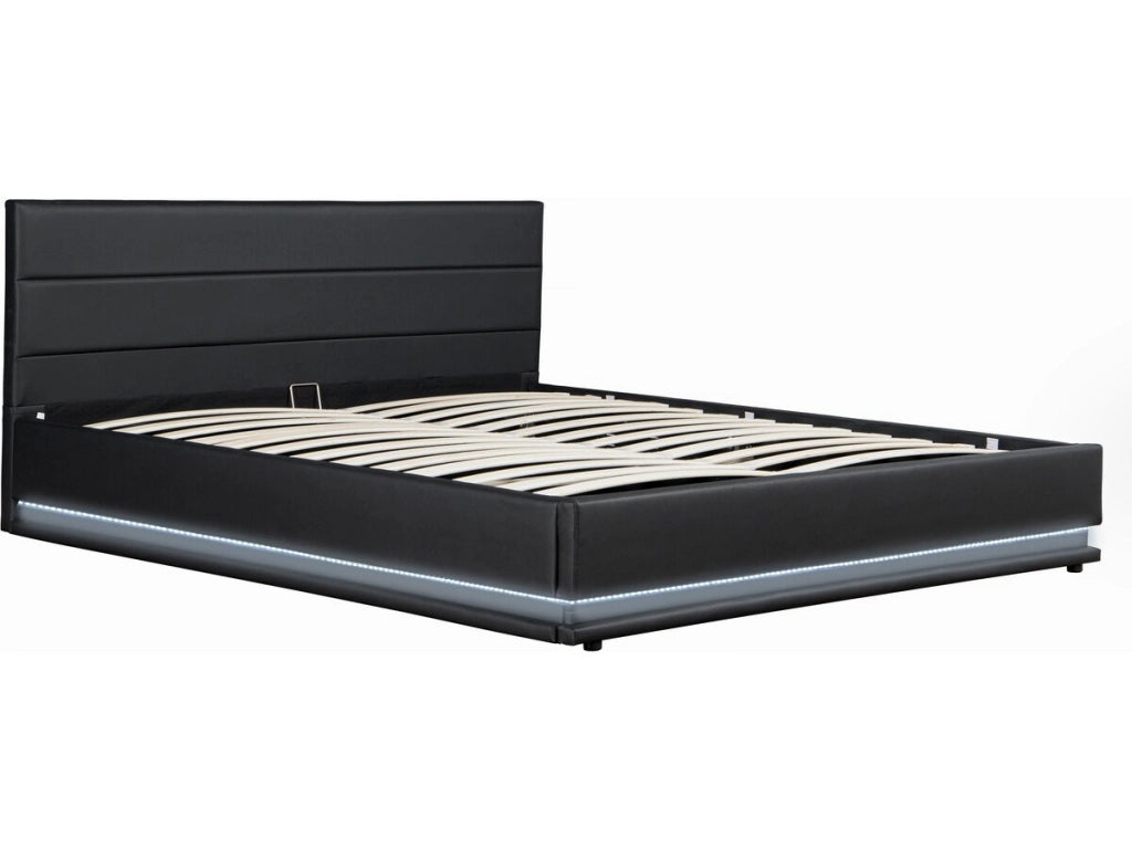 Letto LED con contenitore "Anastasia" - 140 x 190 cm - Nero