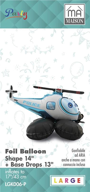 MA MAISON MYLAR PALLONCINO "MINI ELICOTTERO" + BASE 43X17 CM CANNUCCIA INCLUSA