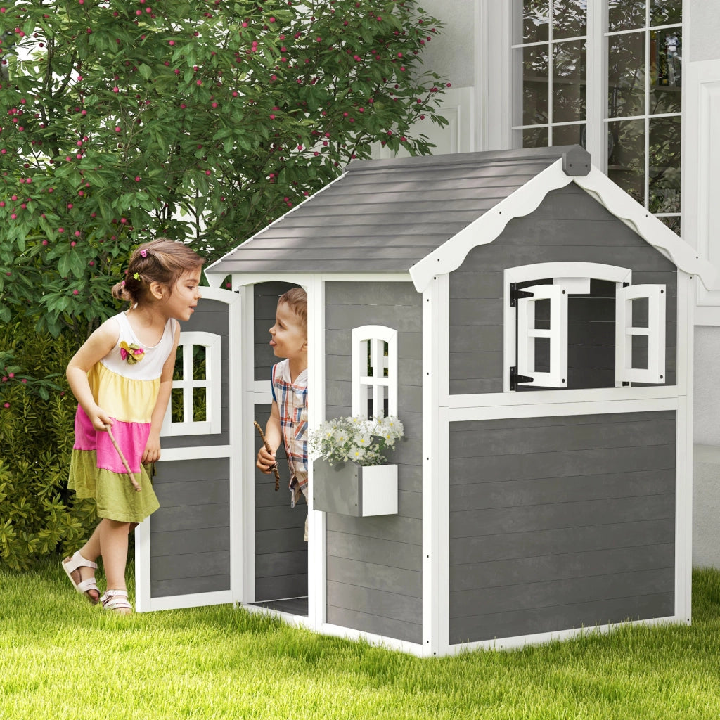 Casetta per bambini in legno di pino grigio ¨C zephmum ¨C 90x90x120