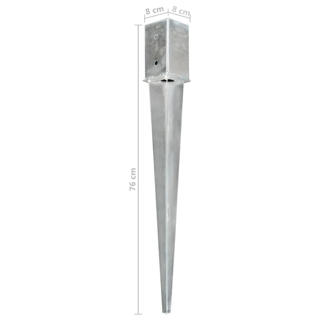 Picchetti di Terra 12 pz Argento 8x8x76 cm in Acciaio Zincato 145409