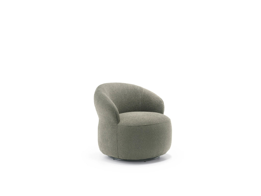 Poltrona Julep Girevole in tessuto bouclé color Verde Scuro e struttura in metallo nero - Stones