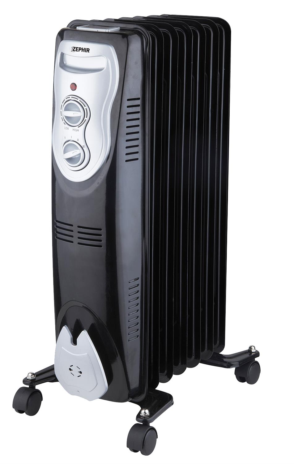 ZEPHIR RADIATORE AD OLIO TERMOSIFONE ELETTRICO 7 ELEMENTI 1500 W NERO