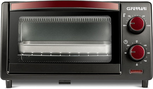 FERRARI G10169 FORNETTO ELETTRICO 10 LITRI 800 W TIMER 60 MIN FONDO APRIBILE 100-230°C GRIGLIA INOX ROSSO/NERO