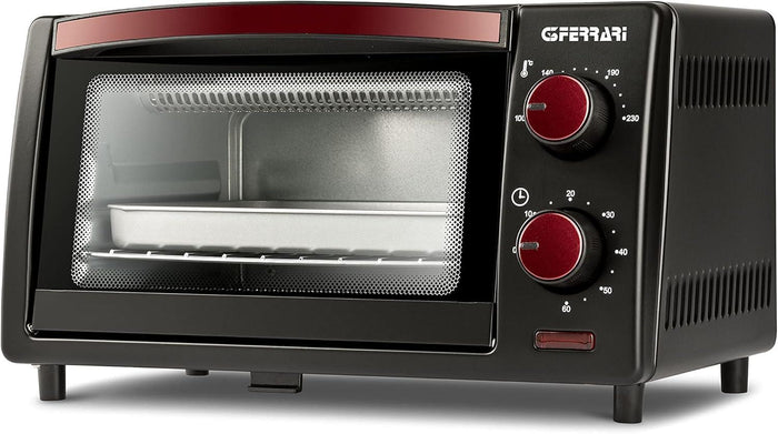 FERRARI G10169 FORNETTO ELETTRICO 10 LITRI 800 W TIMER 60 MIN FONDO APRIBILE 100-230°C GRIGLIA INOX ROSSO/NERO