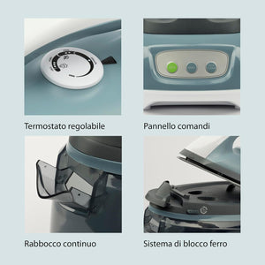 GIRMI SISTEMA STIRANTE CONTINUO 2200 WATT 3 BAR FILTRO ANTI-CALCARE FUNZIONE SELF-CLEAN 1500 CC AZZURRO SS04