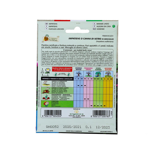 BUSTA SEMENTI IMPATIENS O CANNA DI VETRO