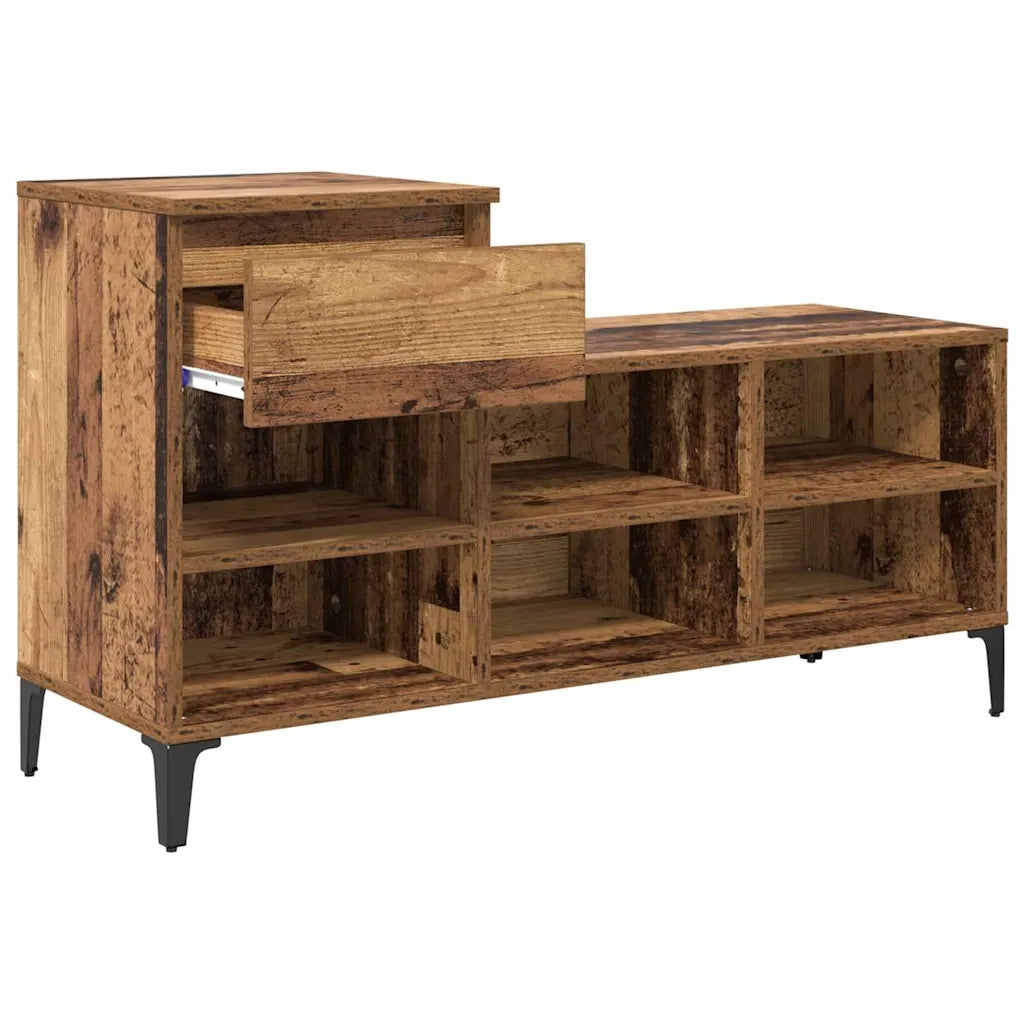 Mobile per scarpe con cassetto-Scarpiera Legno vecchio 102 x 36 x 60 cm 381464