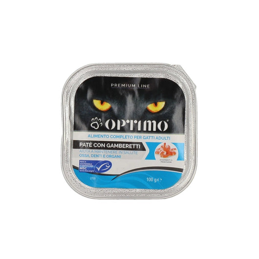 OPTIMO PATÈ PER  GATTO IN CONFEZIONE DA 100 GR GUSTO GAMBERETTI