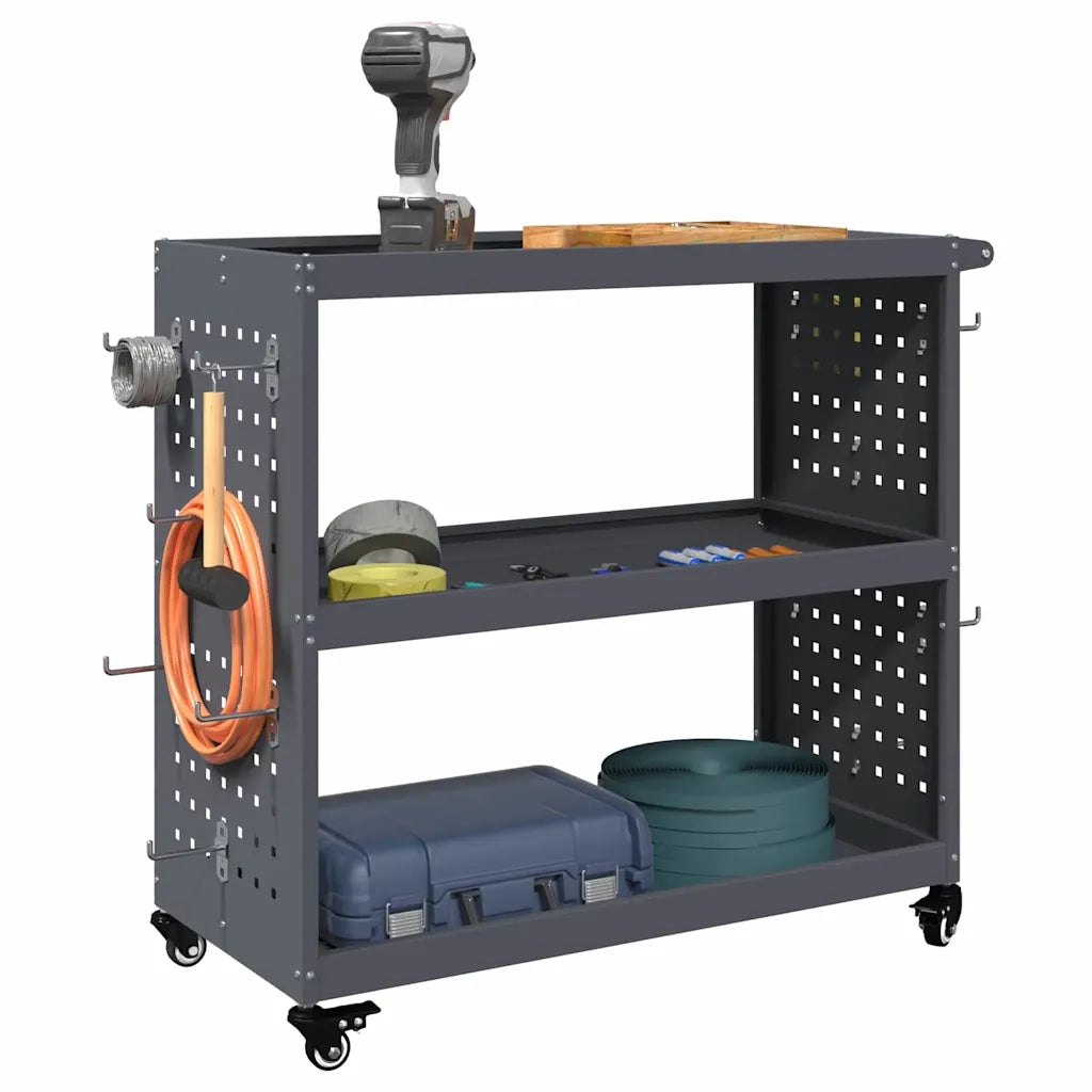 vidaXL Carrello per Attrezzi con lo scaffale Antracite 75 x 35 x 73 cm