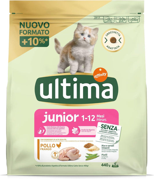 ULTIMA CROCCHETTE PER GATTO JUNIOR 1-12 MESI 440 GR GUSTO POLLO CON CROCCHETTA ADATTATA