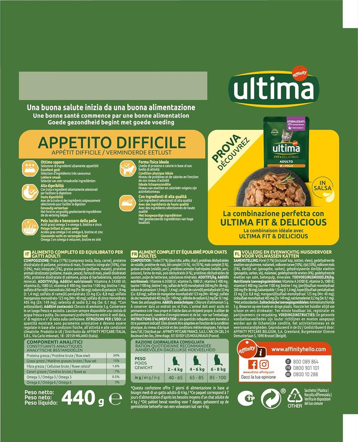 ULTIMA CROCCHETTE PER GATTO 440 GR GUSTO TROTA PER GATTI CON APPETITO DIFFICILE