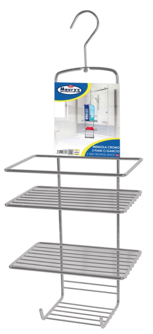MAURY'S MENSOLA BAGNO CON GANCIO 3 PIANI CROMO