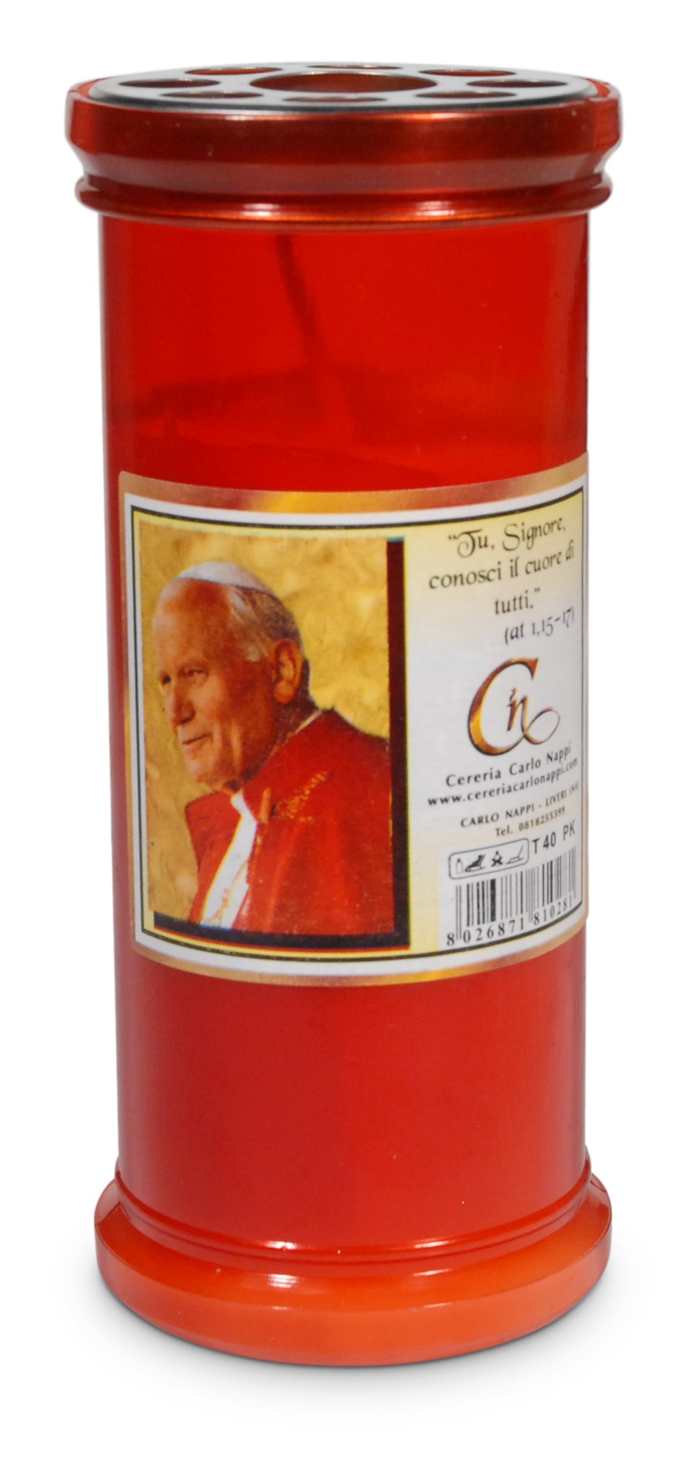 CERO LUMINO VOTIVO T40 ROSSO PER CIMITERO O RICORRENZA