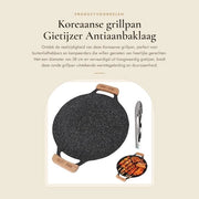 Piatto Grill 38 cm - Piatto Grill Ronde - Piatto Grill in Acciaio - Anticorrosivo - Maniglie in Legno - Per Camping/BBQ - Piatto Grill