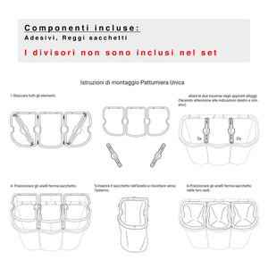UNICA PATTUMIERA PER RACCOLTA DIFFERENZIATA CON 3 SCOMPARTI 80LT