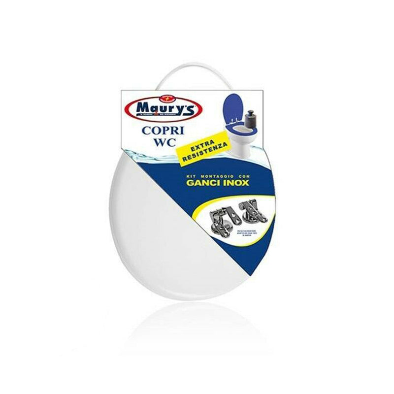 MAURY'S COPRI WATER WC EXTRA BIANCO KIT DI MONTAGGIO CON GANCI INOX