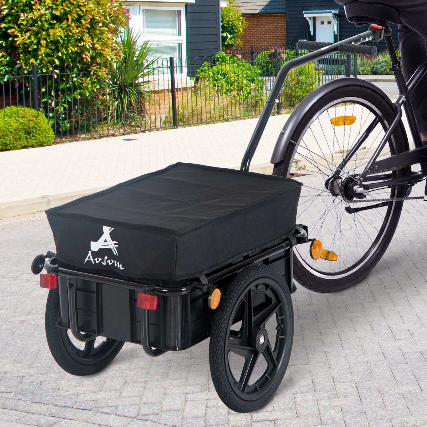 CARRELLO A RIMORCHIO PER BICICLETTA PORTA OGGETTI IN ACCIAIO 144X59X80CM