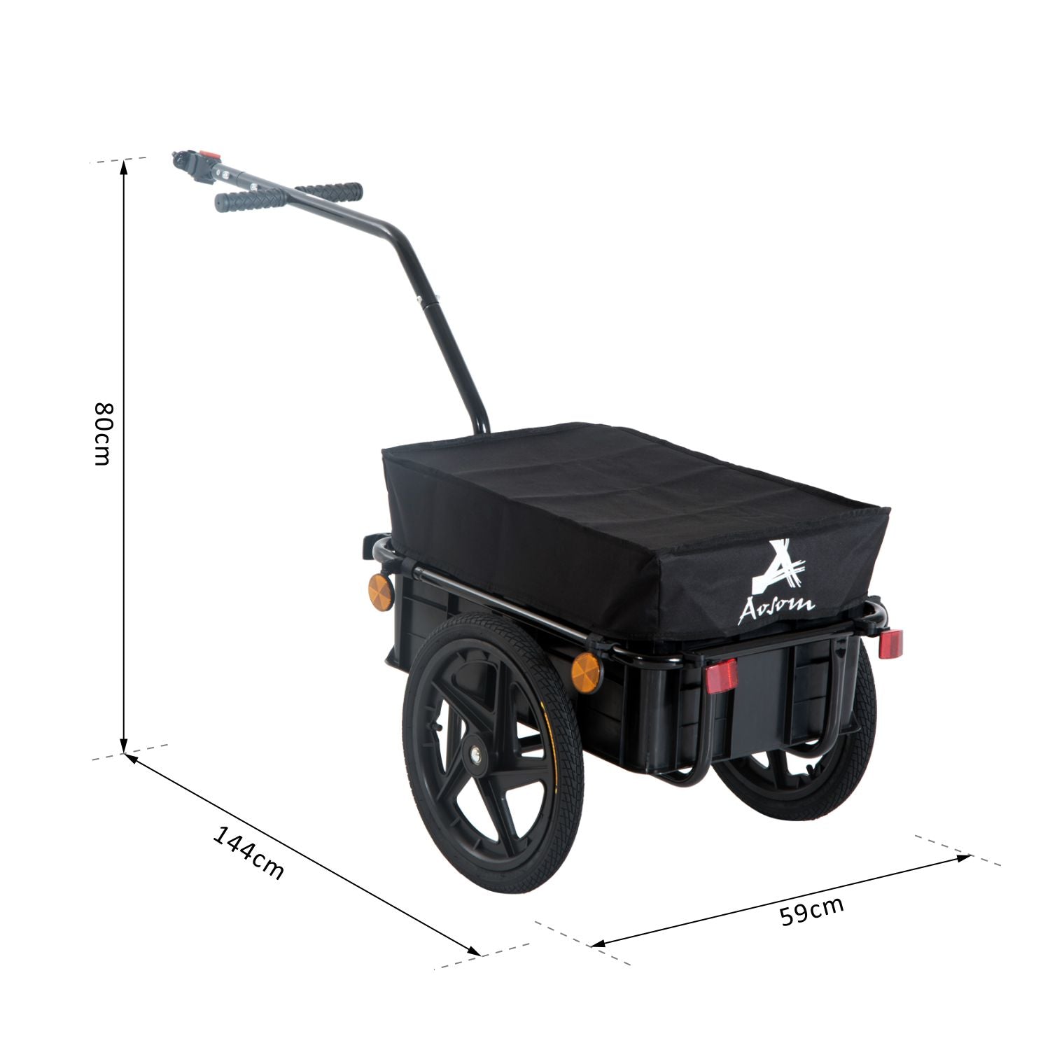 CARRELLO A RIMORCHIO PER BICICLETTA PORTA OGGETTI IN ACCIAIO 144X59X80CM