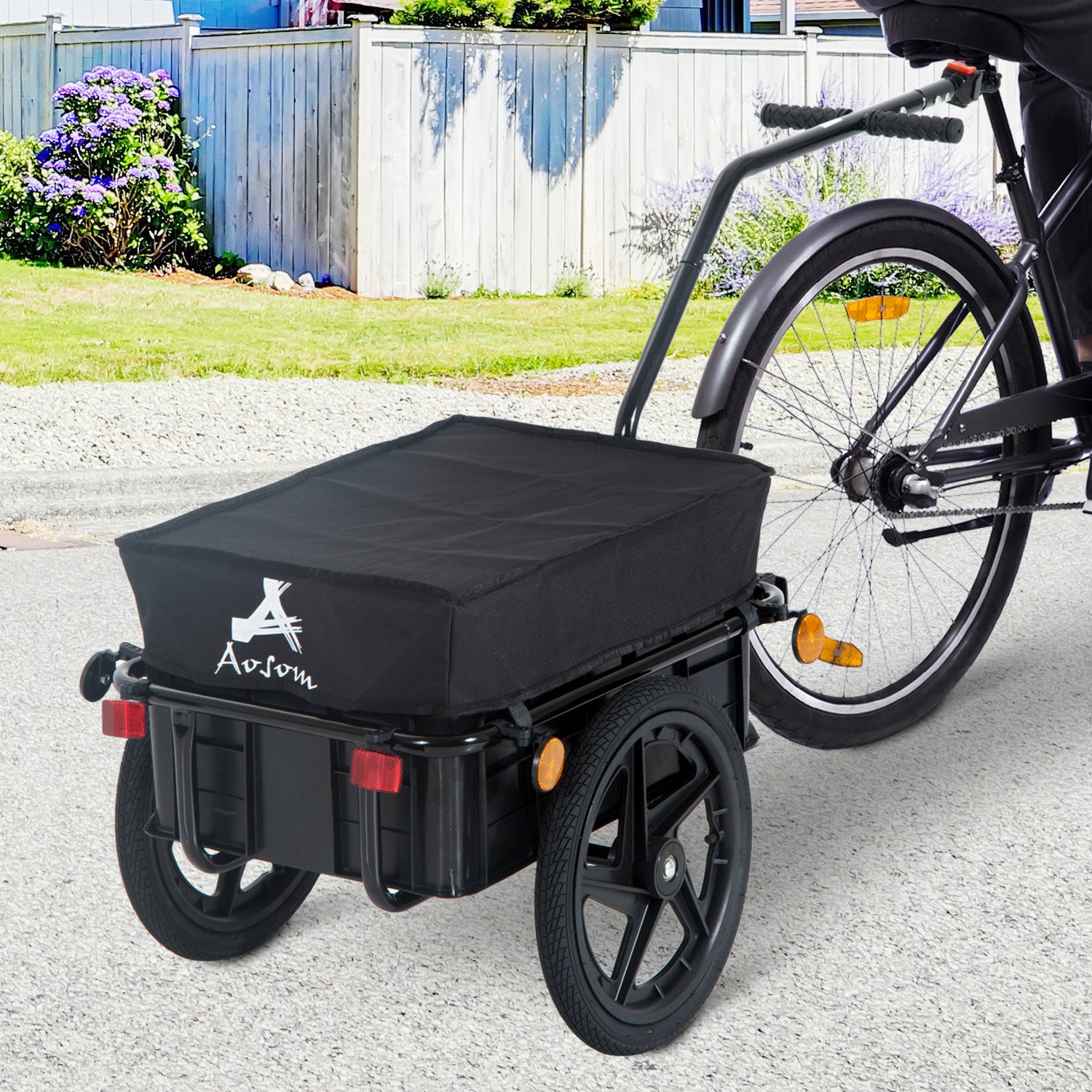 CARRELLO A RIMORCHIO PER BICICLETTA PORTA OGGETTI IN ACCIAIO 144X59X80CM