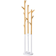 APPENDIABITI DA TERRA CON PORTAOMBRELLI 13 GANCI METALLO E BAMBÙ LEGNO E BIANCO