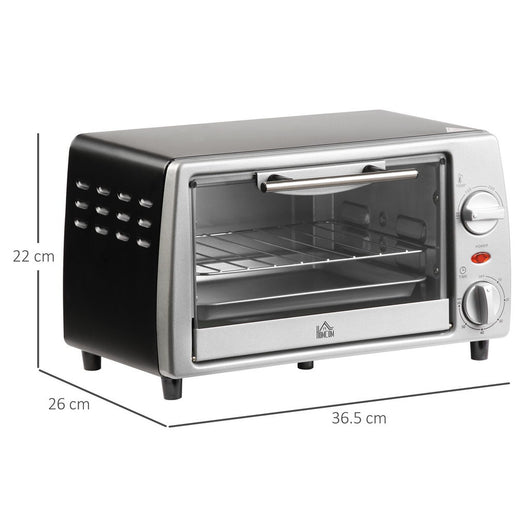FORNETTO ELETTRICO 10 L TEMPERATURA REGOLABILE E TIMER +GRIGLIA E TEGLIA INCLUSE 750 W 36.5X26X22 CM ARGENTO NERO