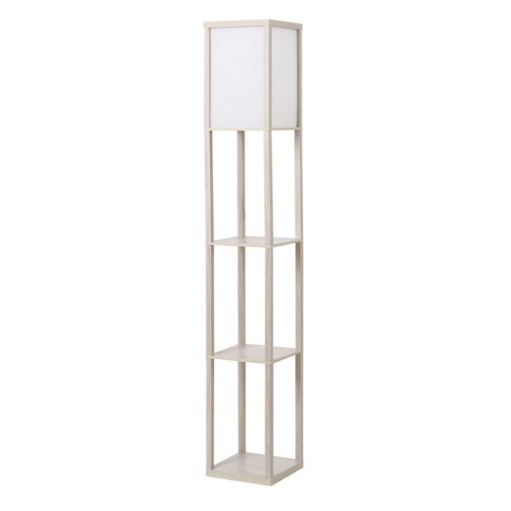 LAMPADA DA TERRA CON MENSOLE INTEGRATE IN ROVERE BIANCO 17X32X42 CM