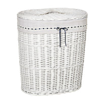 CESTO PORTABIANCHERIA IN VIMINI CON COPERCHIO E SACCO IN TESSUTO  BIANCO