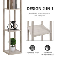 LAMPADA DA TERRA CON MENSOLE INTEGRATE IN ROVERE BIANCO 17X32X42 CM