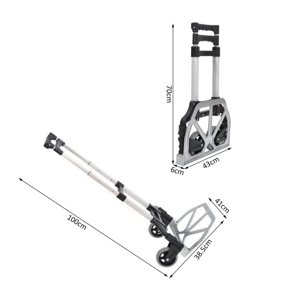 CARRELLO PORTAPACCHI A MANO PIEGHEVOLE IN ALLUMINIO