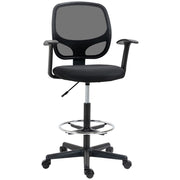 SEDIA DA UFFICIO AD ALTEZZA REGOLABILE CON BRACCIOLI ROTELLE E SEDUTA IMBOTTITA, 60X56X110-132 CM  NERA