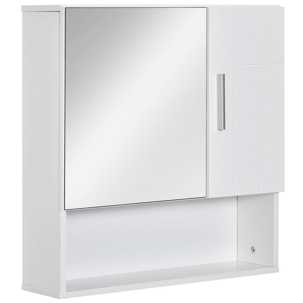 SPECCHIERA BAGNO IN LEGNO A 2 ANTE E RIPIANO APERTO 54X15.2X55.3CM BIANCO