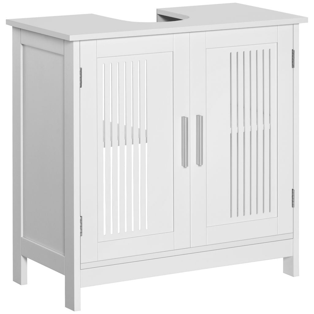 MOBILETTO DA BAGNO SOTTOLAVABO A 2 ANTE CON RIPIANI 60X30X60CM BIANCO