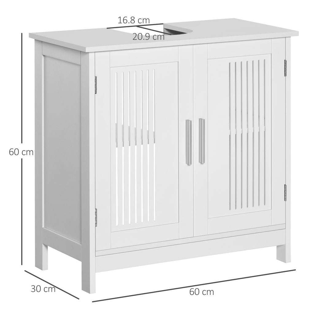MOBILETTO DA BAGNO SOTTOLAVABO A 2 ANTE CON RIPIANI 60X30X60CM BIANCO