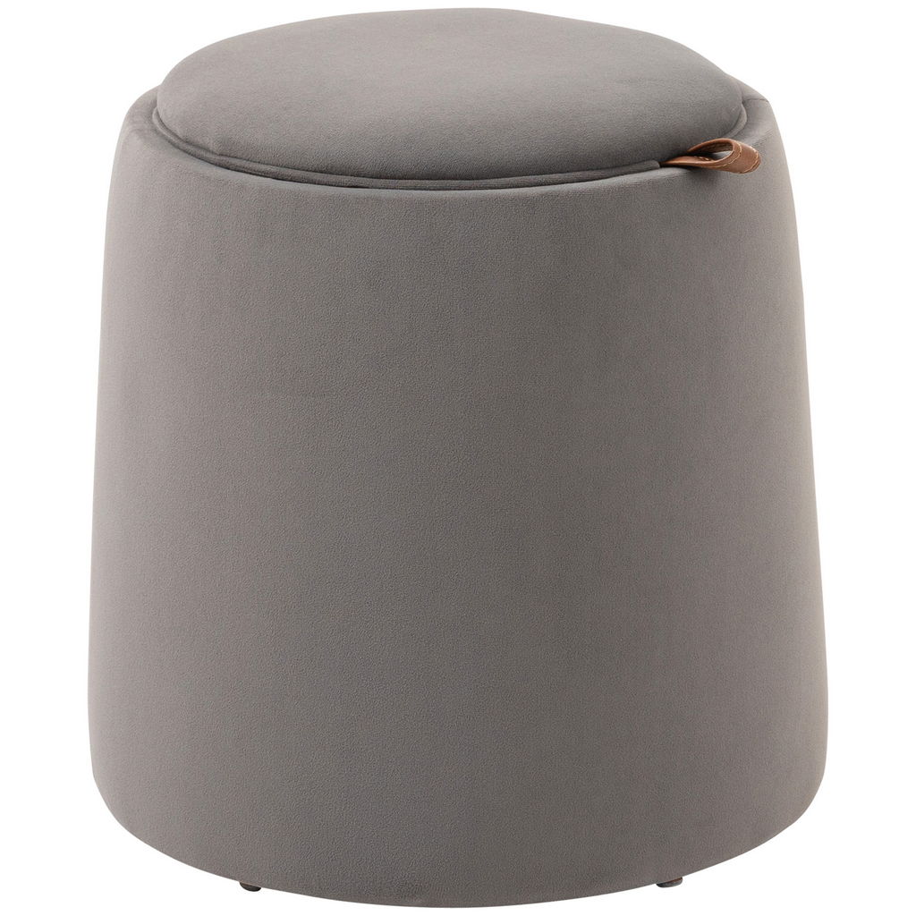 POUF CONTENITORE IN VELLUTO 2 IN 1 CONVERTIBILE IN TAVOLINO Ø44X47.5CM GRIGIO