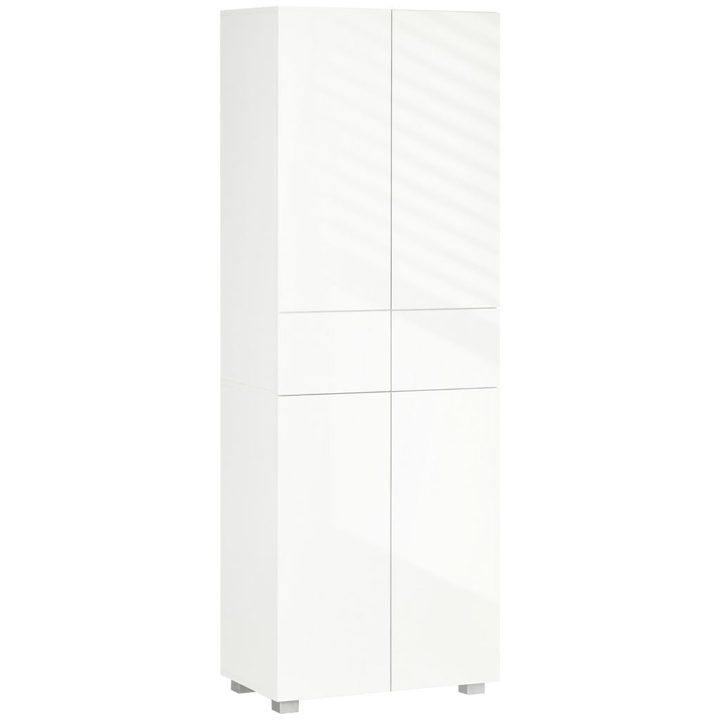DISPENSA CUCINA CON 4 ANTE, 3 RIPIANI REGOLABILI E MENSOLE 60X35X170 CM BIANCO