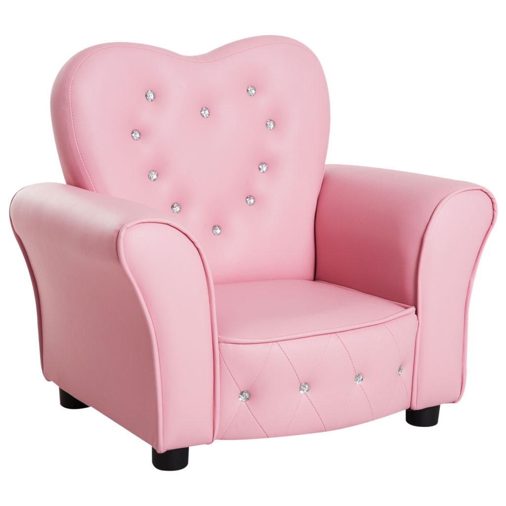 POLTRONCINA PER BAMBINI IMBOTTITA CON STRUTTURA IN LEGNO 59X41.5X49CM ROSA