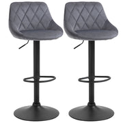 SET 2 SGABELLI DA BAR CON SCHIENALE E ALTEZZA REGOLABILE INDUSTRIAL GRIGIO-NERO
