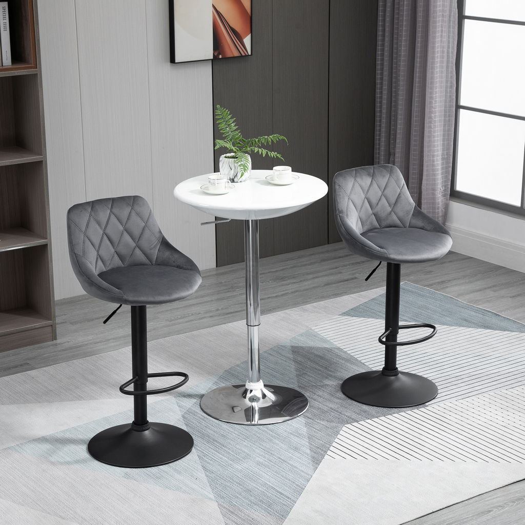 SET 2 SGABELLI DA BAR CON SCHIENALE E ALTEZZA REGOLABILE INDUSTRIAL GRIGIO-NERO